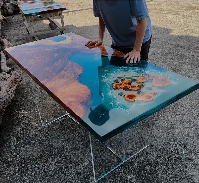 Epoxy resin adhesive artistic river table application solution